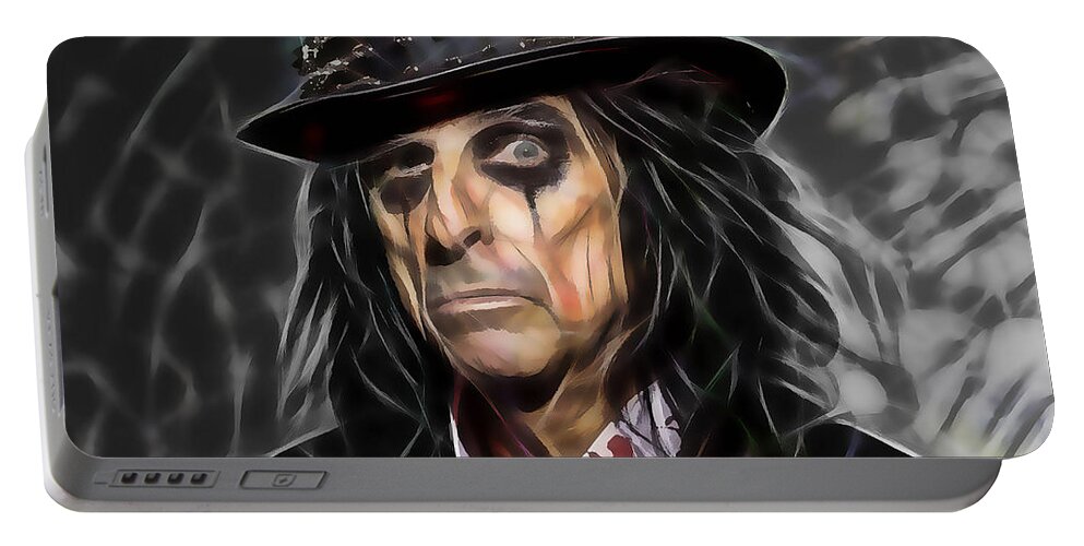 Alice Cooper Portable Battery Charger featuring the mixed media Alice Cooper Collection #12 by Marvin Blaine