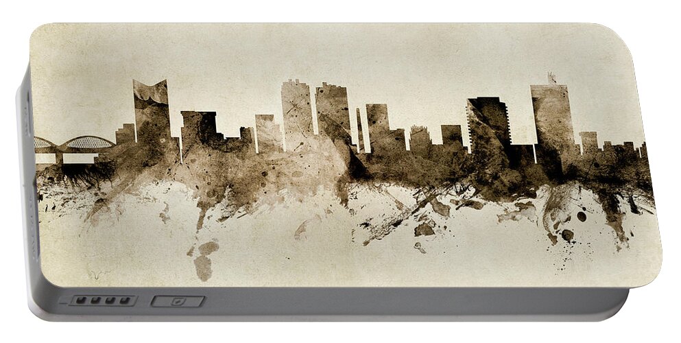 Fort Worth Portable Battery Charger featuring the digital art Fort Worth Texas Skyline by Michael Tompsett