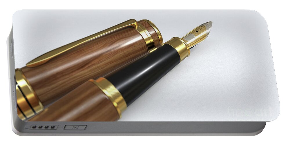 Pen Portable Battery Charger featuring the digital art Ornate Fountain Pen #12 by Allan Swart