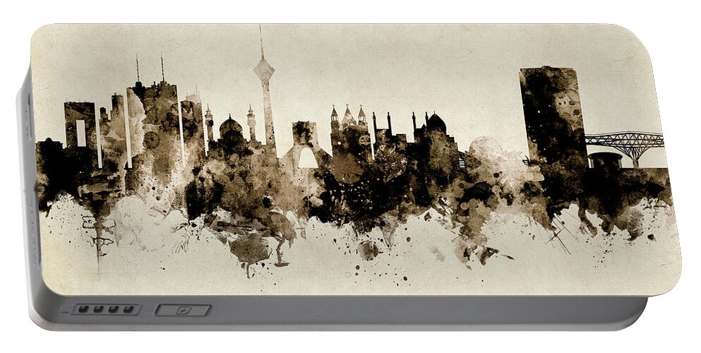 Tehran Portable Battery Charger featuring the photograph Tehran Iran Skyline by Michael Tompsett