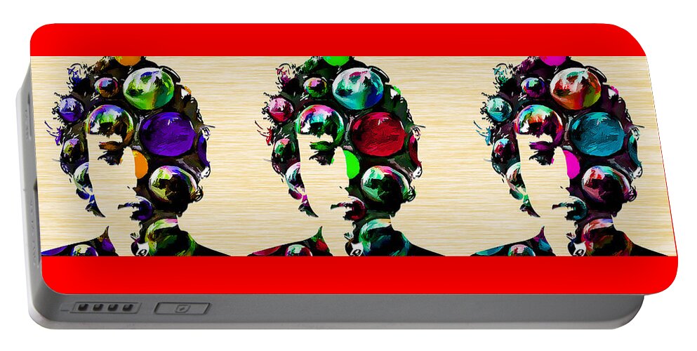 Bob Dylan Portable Battery Charger featuring the mixed media Bob Dylan #13 by Marvin Blaine