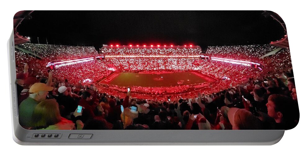 Gameday Portable Battery Charger featuring the photograph Night Panorama Bryant-Denny Stadium #2 by Kenny Glover