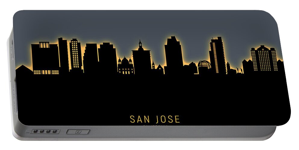 San Jose Portable Battery Charger featuring the digital art San Jose California Skyline by Michael Tompsett