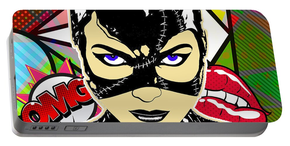 Catwoman Portable Battery Charger featuring the mixed media Catwoman #14 by Marvin Blaine