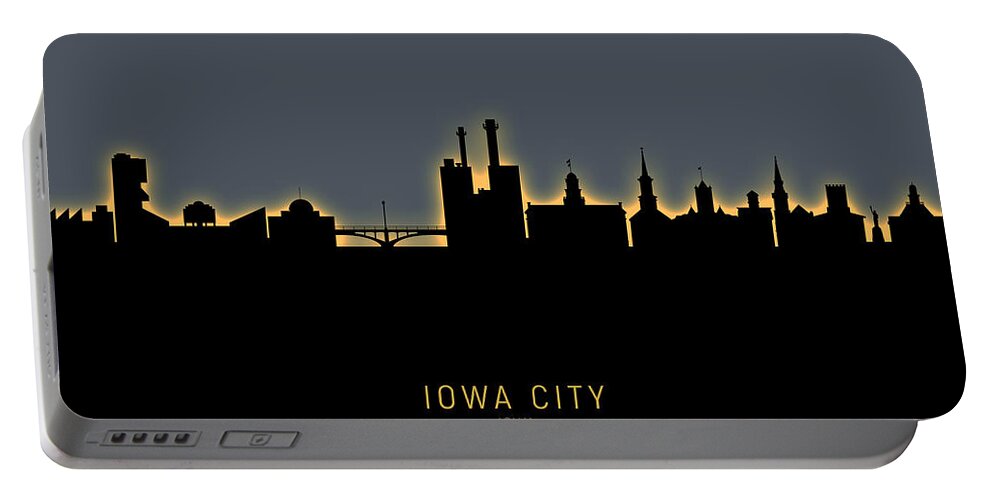 Iowa City Portable Battery Charger featuring the digital art Iowa City Iowa Skyline #14 by Michael Tompsett