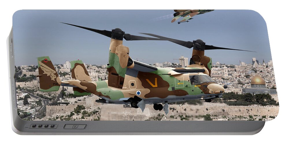 Osprey Portable Battery Charger featuring the digital art V-22I Pandion by Custom Aviation Art