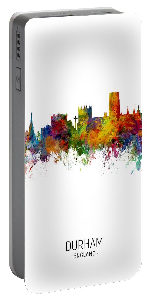 Durham Portable Battery Charger featuring the digital art Durham England Skyline Cityscape #15 by Michael Tompsett