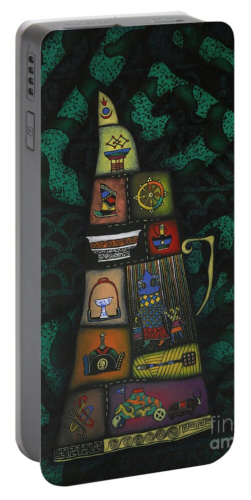 Oil On Canvas Portable Battery Charger featuring the painting Nuudel by Oilan Janatkhaan