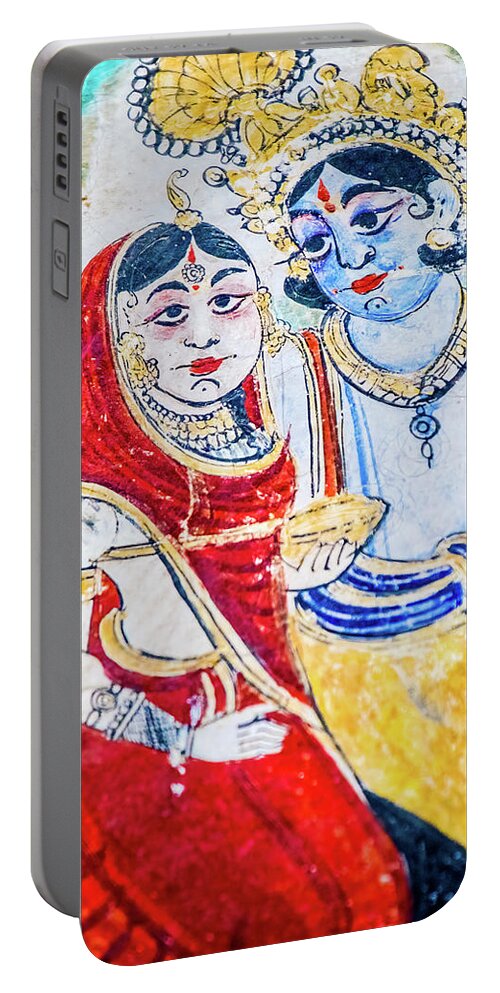Ceiling Portable Battery Charger featuring the photograph Wall painting from Nawalgarth, Rajasthan #16 by Lie Yim