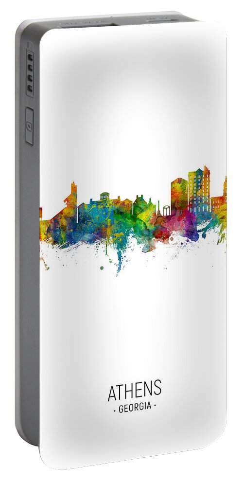 Athens Portable Battery Charger featuring the digital art Athens Georgia Skyline #17 by Michael Tompsett