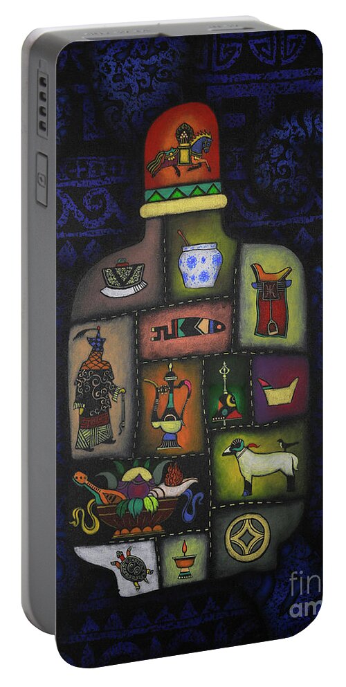 Oil On Canvas Portable Battery Charger featuring the painting Nuudel part2 by Oilan Janatkhaan