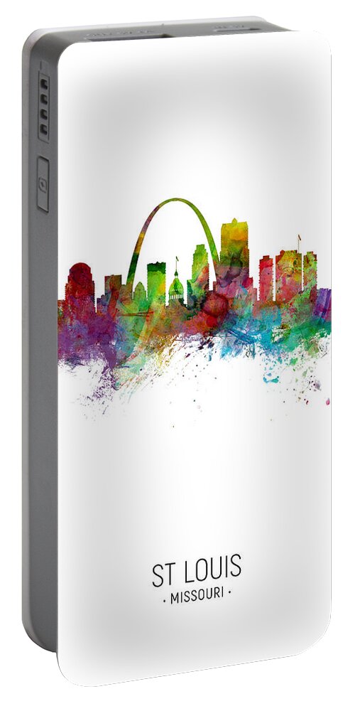 St Louis Portable Battery Charger featuring the digital art St Louis Missouri Skyline by Michael Tompsett