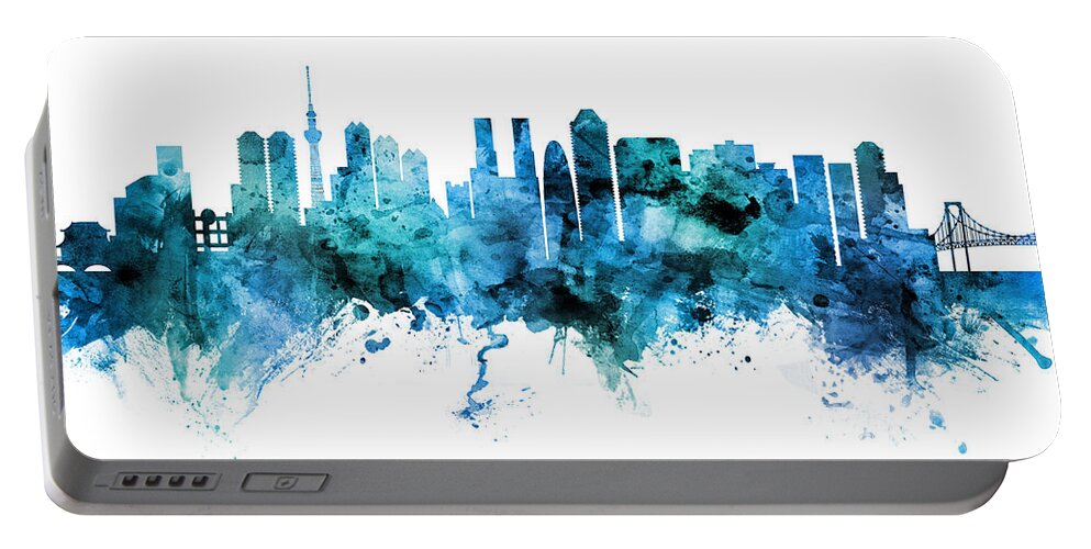 Tokyo Portable Battery Charger featuring the digital art Tokyo Japan Skyline by Michael Tompsett