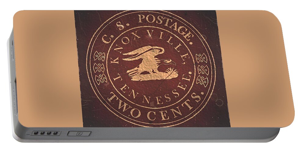 Cinderellas Portable Battery Charger featuring the digital art 1861 - C.S.A. Knoxville Tennessee Provisional - 2ct. Blood Red Edition - Mail Art Post by Fred Larucci