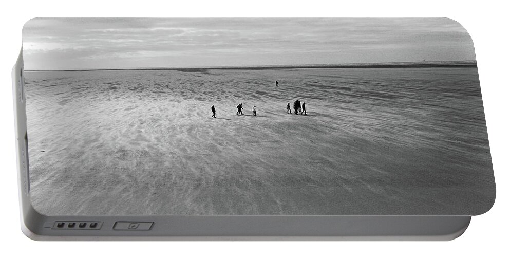 Sand Portable Battery Charger featuring the photograph 19/10/14 SOUTHPORT. Figures On A Beach. by Lachlan Main