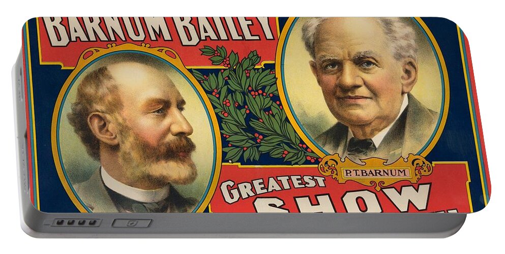 Americana Portable Battery Charger featuring the digital art 1908 Barnum Bailey by Kim Kent