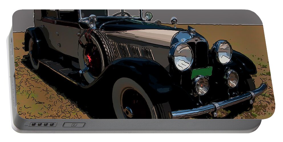 Auburn Portable Battery Charger featuring the drawing 1928 Auburn Phaeton Digital Drawing by Flees Photos