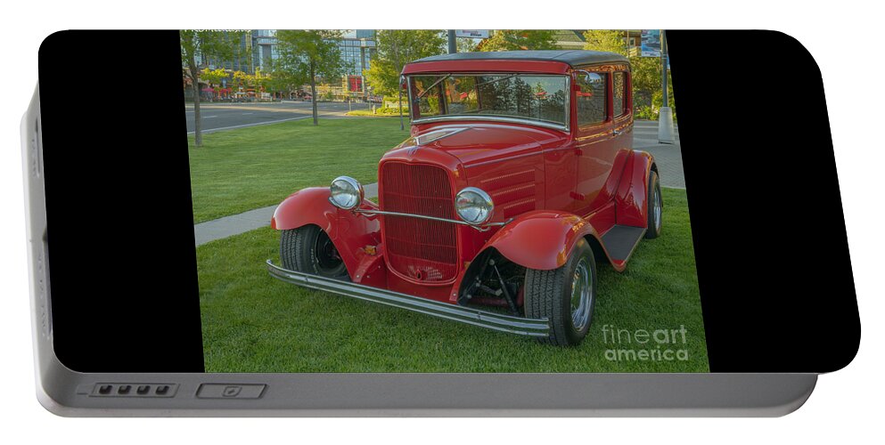 1931 Ford Model A Deluxe Tudor Portable Battery Charger featuring the photograph 1931 Ford Model A Deluxe Tudor 2 door-2 by PROMedias US