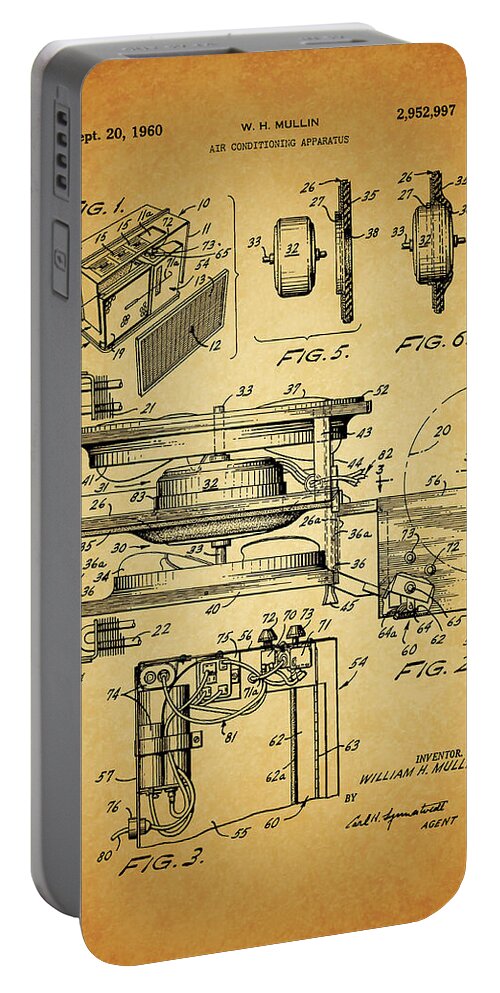 1960 Air Conditioner Patent Portable Battery Charger featuring the drawing 1960 Air Conditioner Patent Drawing by Dan Sproul