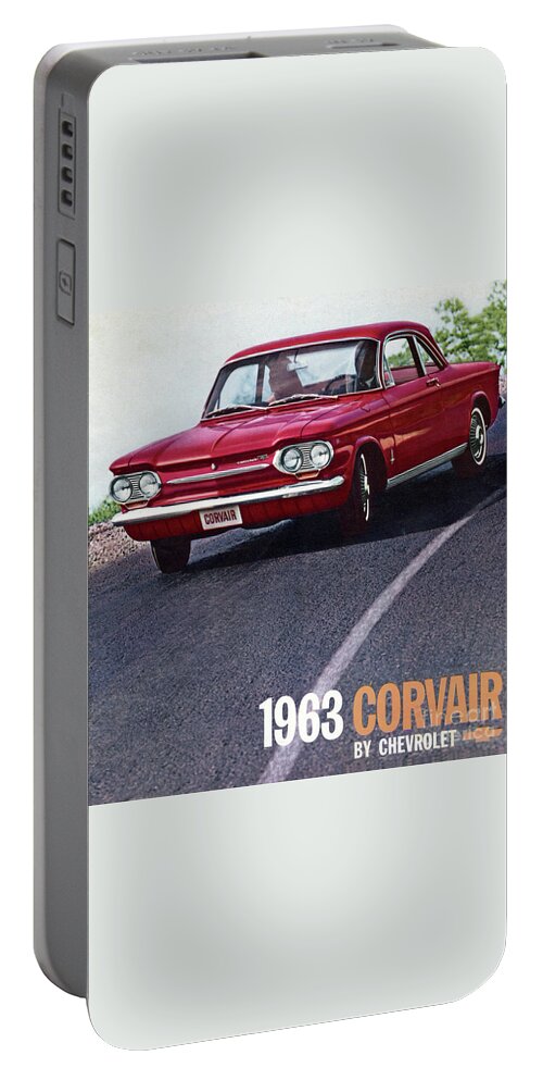 1963 Portable Battery Charger featuring the photograph 1963 Corvair Brochure Cover by Ron Long