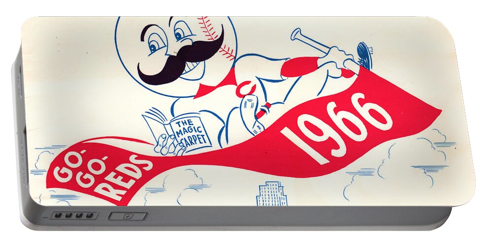Cincinnati Portable Battery Charger featuring the mixed media 1966 Cincinnati Reds Art by Row One Brand