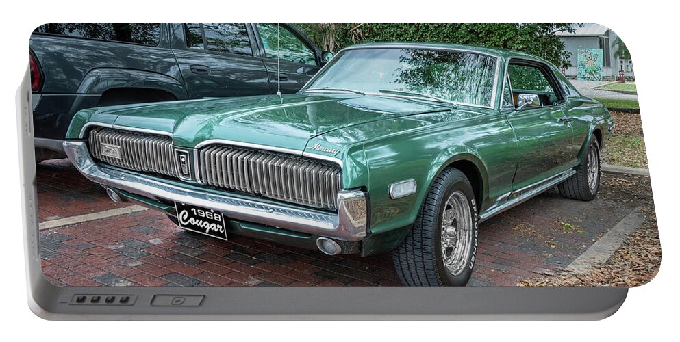 1968 Green Mercury Cougar Portable Battery Charger featuring the photograph 1968 Mercury Cougar X107 by Rich Franco