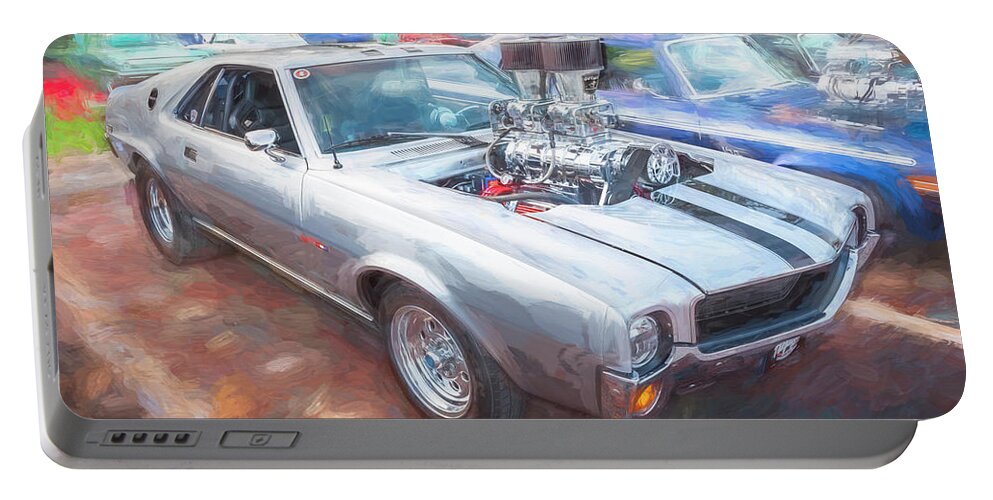 1968 Silver Amc Amx Portable Battery Charger featuring the photograph 1968 Silver AMC AMX X101 by Rich Franco