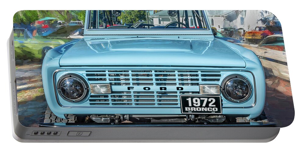 1972 Wind Blue Ford Bronco Portable Battery Charger featuring the photograph 1972 Wind Blue Ford Bronco X100 by Rich Franco
