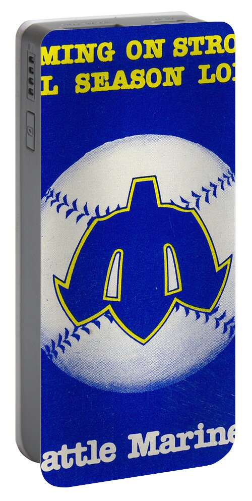 1980 Portable Battery Charger featuring the mixed media 1980 Seattle Mariners Art by Row One Brand
