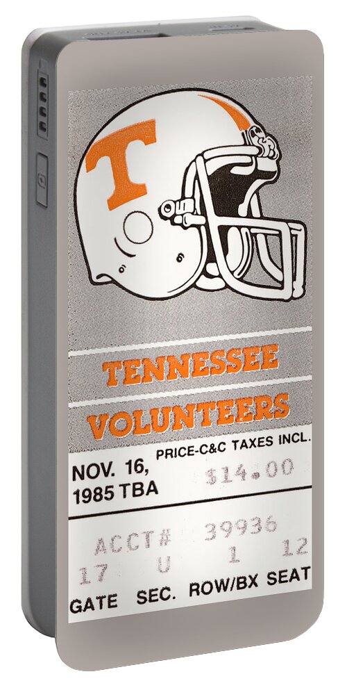 Tennessee Portable Battery Charger featuring the drawing 1985 Tennessee Vols by Row One Brand