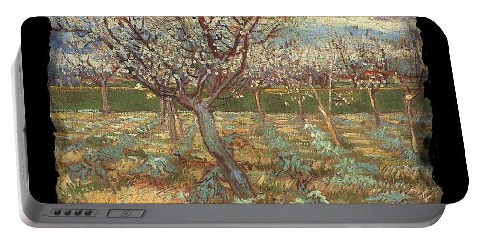 Vincent Portable Battery Charger featuring the painting Apricot Trees In Blossom - VVG by The GYPSY and Mad Hatter