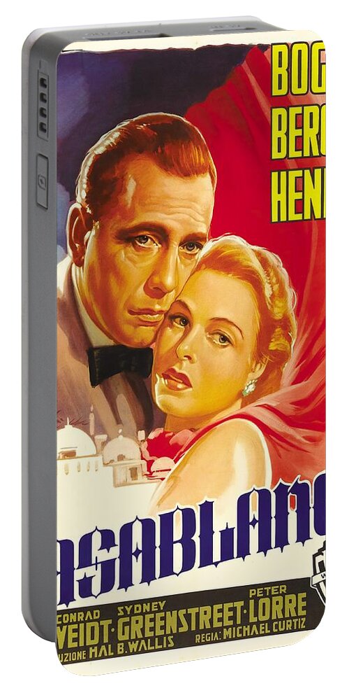 Luigi Portable Battery Charger featuring the mixed media ''Casablanca'' -3 1942 - art by Luigi Martinati by Movie World Posters