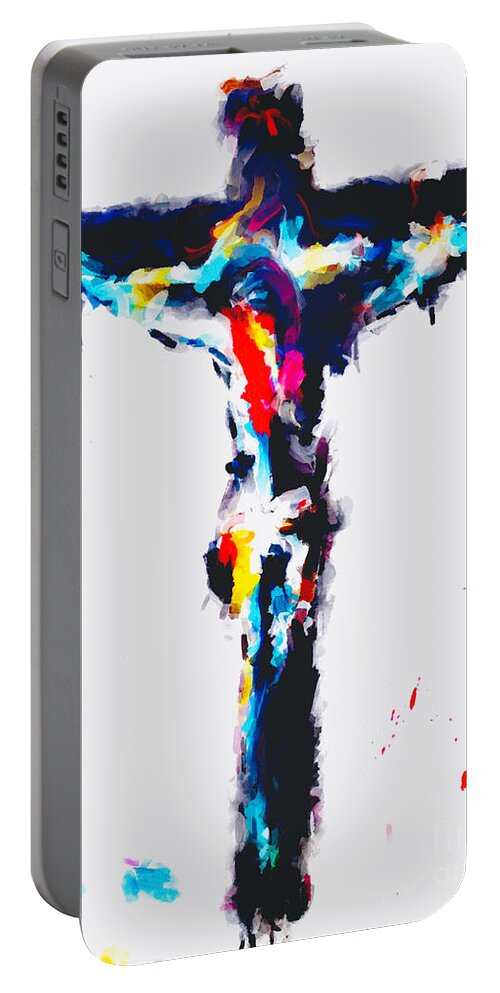 Dual Imputation Portable Battery Charger featuring the mixed media 2 Corinthians 5/21 by SORROW Gallery