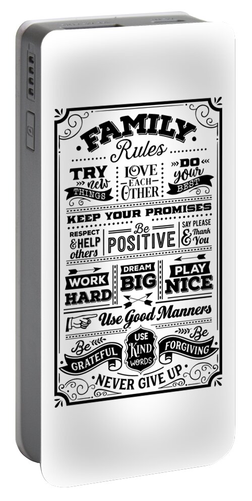 Family Portable Battery Charger featuring the digital art Family Rules #2 by Sambel Pedes