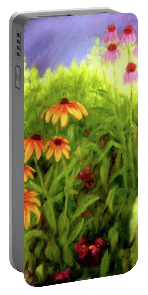 Wildflowers Portable Battery Charger featuring the painting Field of Flowers #2 by Diane Martens