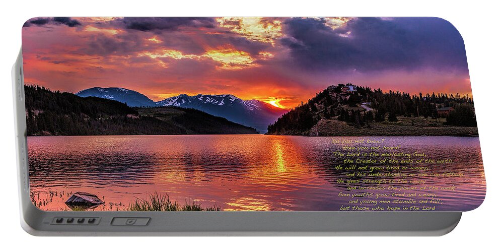 Sunset Portable Battery Charger featuring the photograph Fiery Sunset at Summit Cove #2 by Stephen Johnson