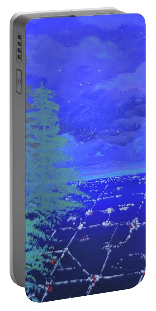 Sunrise Portable Battery Charger featuring the painting Find Your Horizon - Fragment #2 by Ashley Wright
