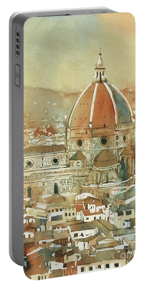 Church Portable Battery Charger featuring the painting Florence Duomo #3 by Ryan Fox