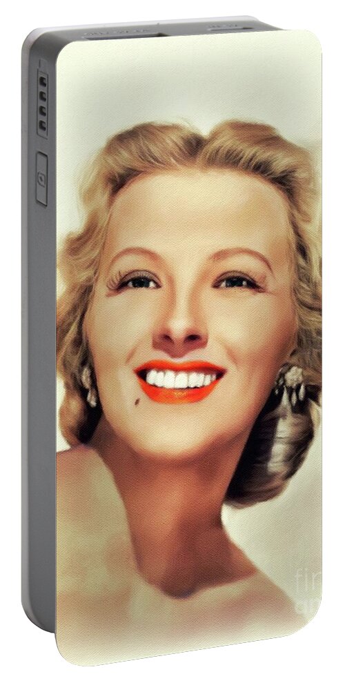 Ilona Portable Battery Charger featuring the painting Ilona Massey, Vintage Actress #2 by Esoterica Art Agency