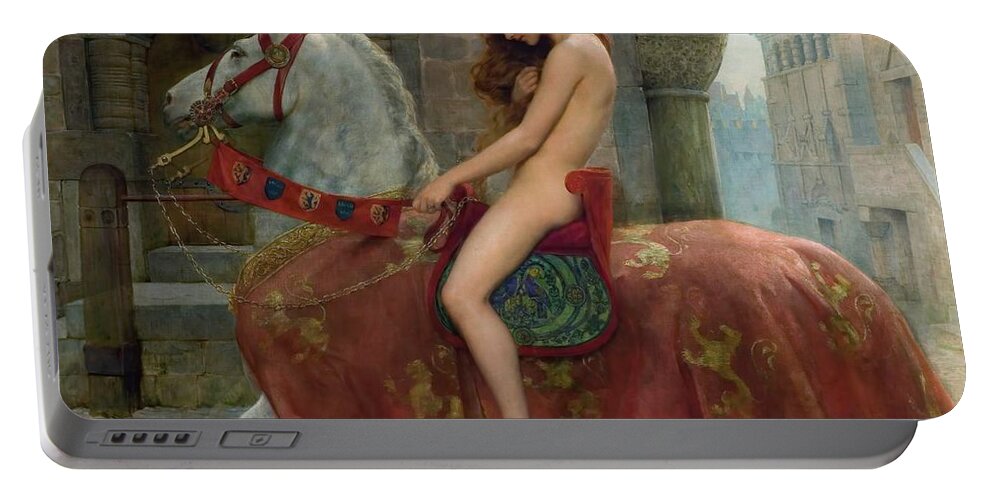 Lady Godiva Portable Battery Charger featuring the painting Lady Godiva #2 by John Collier