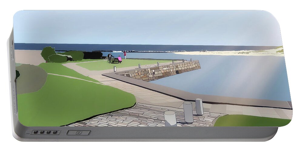 Lossiemouth Portable Battery Charger featuring the digital art Lossiemouth Esplanade by John Mckenzie