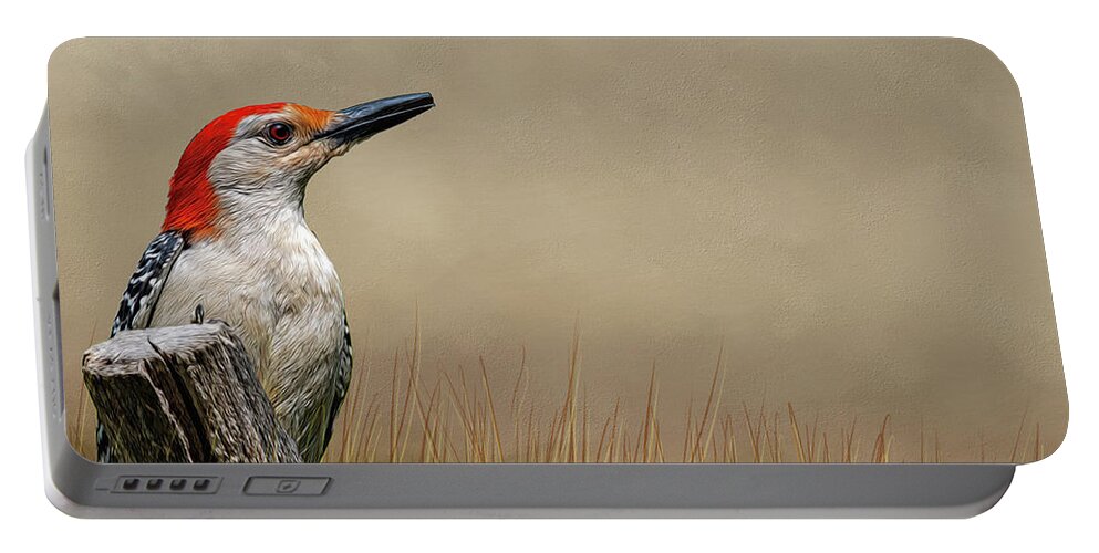 Bird Portable Battery Charger featuring the photograph Mr. Red Belly #2 by Cathy Kovarik