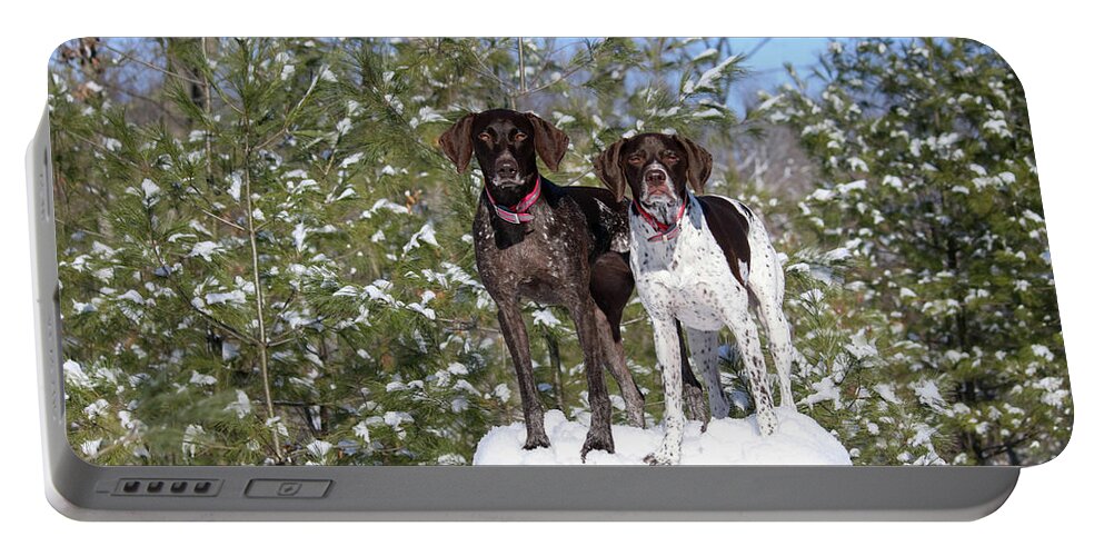 German Shorthaired Pointers Portable Battery Charger featuring the photograph My Girls by Brook Burling