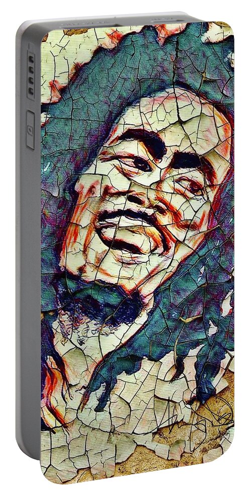 Portable Battery Charger featuring the mixed media One Love by Angie ONeal