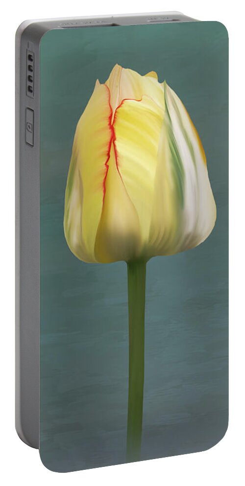 Abstract Portable Battery Charger featuring the photograph Painted Tulip #2 by Sue Leonard