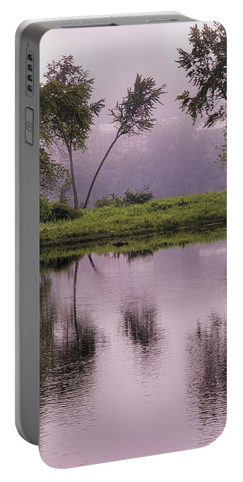 East Dover Vermont Portable Battery Charger featuring the photograph Retreat Meadows Fog #2 by Tom Singleton
