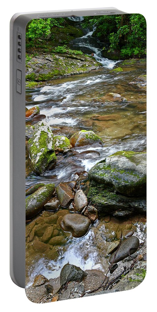 Smoky Mountains Portable Battery Charger featuring the photograph Running Water #2 by Phil Perkins