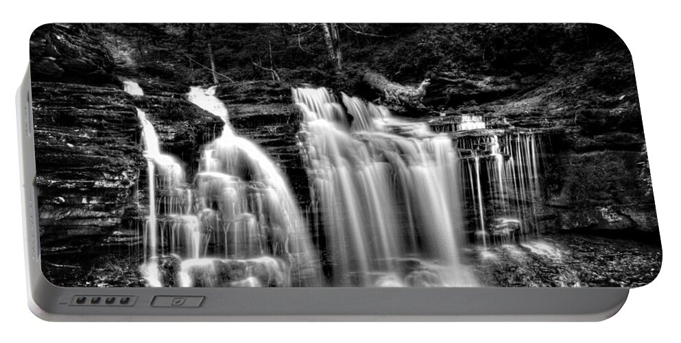 D1-l-2965-b Portable Battery Charger featuring the photograph Silvery Falls #1 by Paul W Faust - Impressions of Light