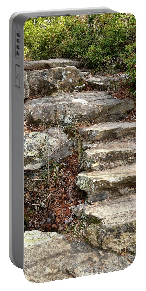 Hike Portable Battery Charger featuring the photograph Steps Into The Forest by Phil Perkins