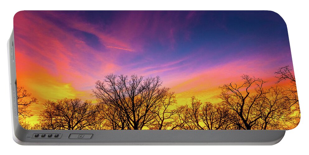 Sunset Lockport Illinois Pink Yellow Portable Battery Charger featuring the photograph Sunset in Lockport, Illinois #2 by David Morehead